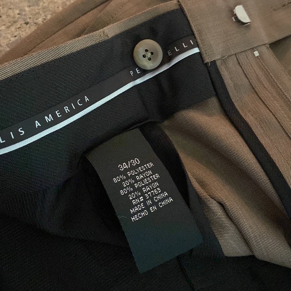 NWT Perry Ellis America Brown Dress Pants With Pleats and Cuffed Bottoms W34xL30 - Picture 7 of 15
